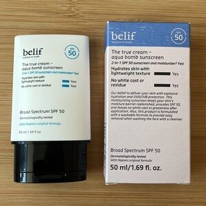 Brand New Belif The True Cream Aqua Bomb Sunscreen 2-in-1 SPF 50 & Moisturizer